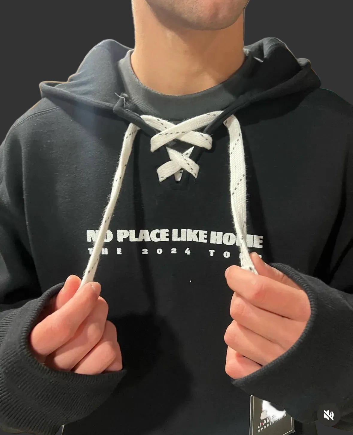 Lace Up Black Hoodie - No Place Like Home 2024